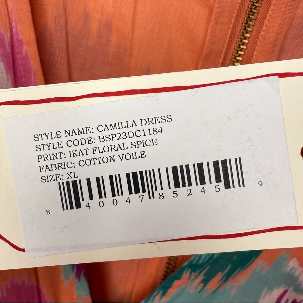 Banjanan 100% Cotton Orange and Pink Long Sleeve Dress with Cut Outs Size XL NWT - Picture 6 of 10